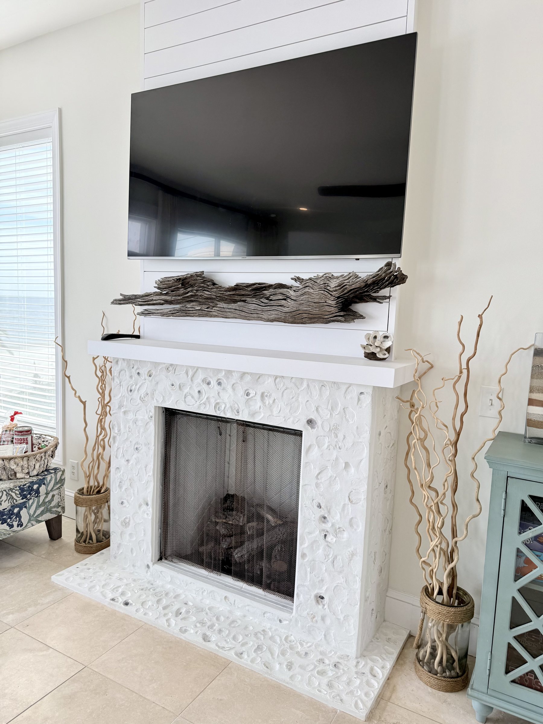 Bright oceanfront living room at Blue Horizon